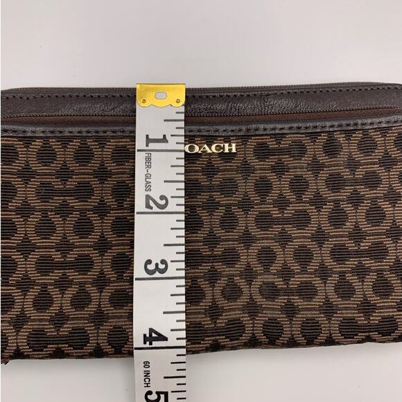 COACH Brown Double Canvas Wristlet - Picture 9 of 10